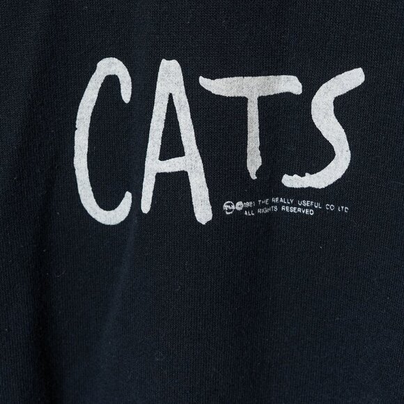 Vintage 80s Cats Broadway Tour Sweatshirt Black Goth Crew Tour Long Sleeve Top - Picture 3 of 9